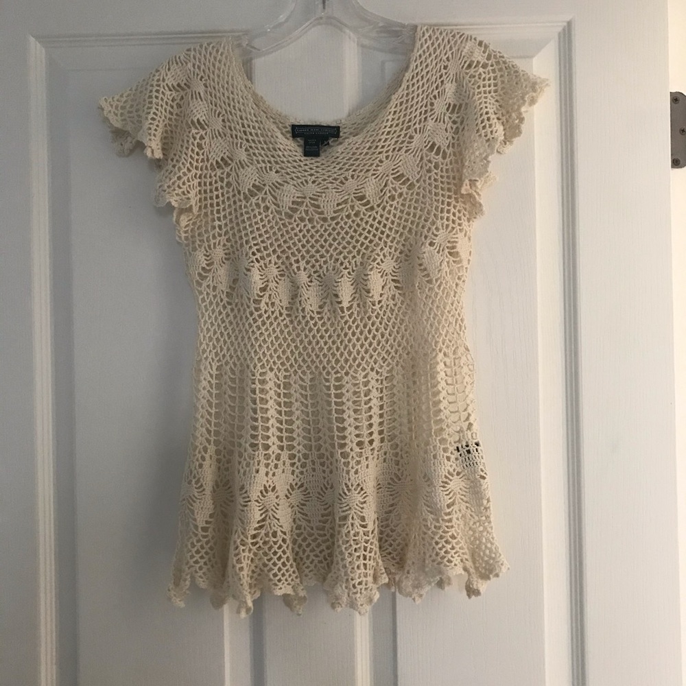 Ralph Lauren Jeans Crochet Linen Cotton Top Sz S